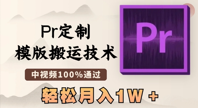 最新Pr定制模版搬运技术，中视频100%通过，几分钟一条视频，轻松月入1W＋【揭秘】-水滴知识网
