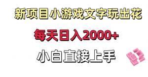 新项目小游戏文字玩出花日入2000+，每天只需一小时，小白直接上手【揭秘】-水滴知识网