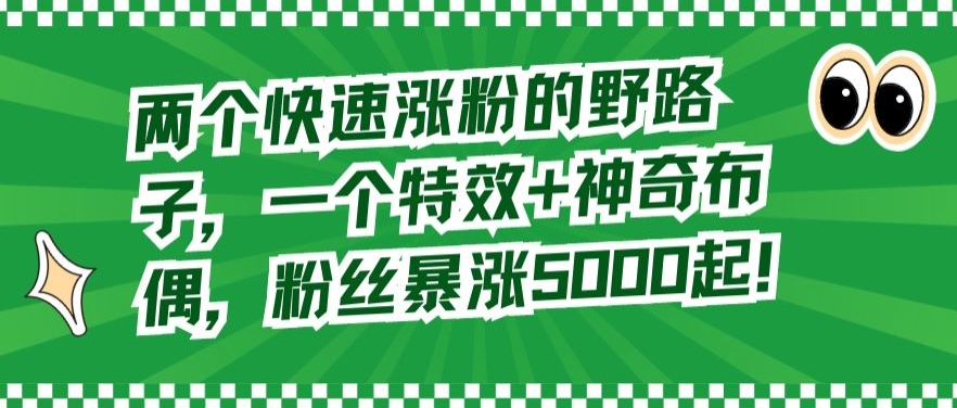 两个快速涨粉的野路子,一个特效+神奇布偶,粉丝暴涨5000起【揭秘】-水滴知识网