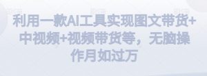 利用一款AI工具实现图文带货+中视频+视频带货等,无脑操作月如过万【揭秘】-水滴知识网