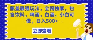 瓶盖最强玩法，全网独家，包含饮料，啤酒，白酒，小白可做，日入500+【揭秘】-水滴知识网