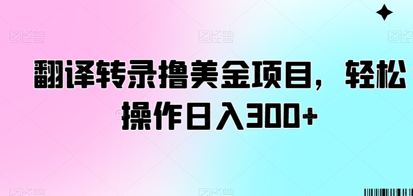 翻译转录撸美金项目,轻松操作日入300+【揭秘】-水滴知识网
