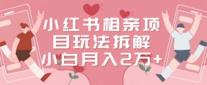 小红书相亲项目玩法拆解,有人通过这个副业项目做到了月收入2万多【揭秘】-水滴知识网