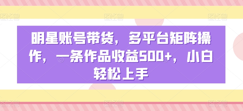 明星账号带货,多平台矩阵操作,一条作品收益500+,小白轻松上手【揭秘】-水滴知识网