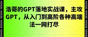 浩哥的GPT落地实战课,主攻GPT,从入门到高阶各种高端法一网打尽-水滴知识网
