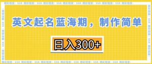 英文起名蓝海期，制作简单，日入300+【揭秘】-水滴知识网