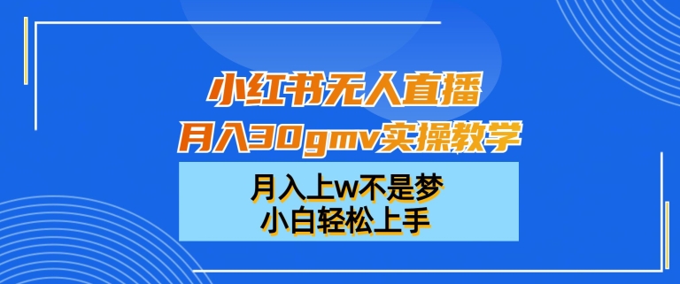 小红书无人直播月入30gmv实操教学,月入上w不是梦,小白轻松上手【揭秘】-水滴知识网