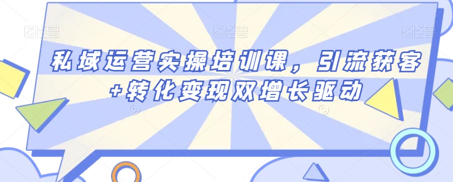 私域运营实操培训课,引流获客+转化变现双增长驱动-水滴知识网