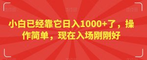小白已经靠它日入1000+了，操作简单，现在入场刚刚好【揭秘】-水滴知识网