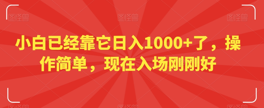 小白已经靠它日入1000+了,操作简单,现在入场刚刚好【揭秘】-水滴知识网