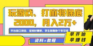 玩游戏、打麻将保底2000，月入2万+，平台风口项目【揭秘】-水滴知识网