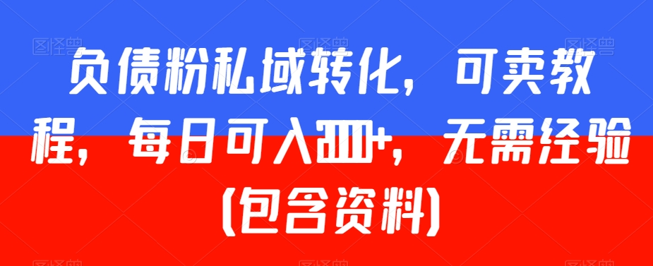 负债粉私域转化,可卖教程,每日可入2000+,无需经验(包含资料)【揭秘】-水滴知识网