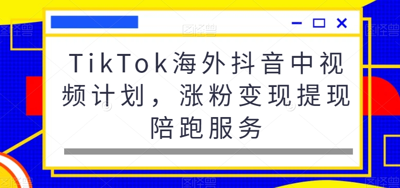 TikTok海外抖音中视频计划,涨粉变现提现陪跑服务-水滴知识网