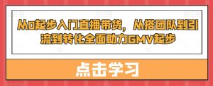 从0起步入门直播带货,从搭团队到引流到转化全面助力GMV起步-水滴知识网