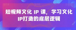 短视频文化IP课,学习文化IP打造的底层逻辑-水滴知识网