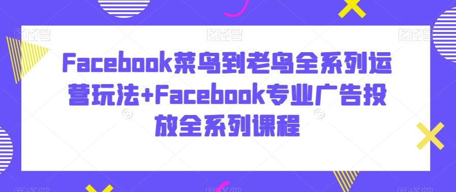 Facebook菜鸟到老鸟全系列运营玩法+Facebook专业广告投放全系列课程-水滴知识网