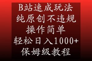 B站速成玩法，纯原创不违规，操作简单，轻松日入1000+，保姆级教程【揭秘】-水滴知识网