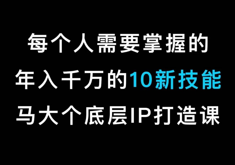 马大个的IP底层逻辑课，​每个人需要掌握的年入千万的10新技能，约会底层IP打造方法！-水滴知识网