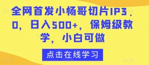 全网首发小杨哥切片IP3.0，日入500+，保姆级教学，小白可做【揭秘】-水滴知识网