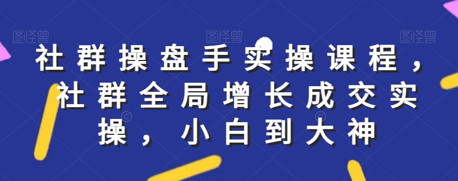 社群实操课程,社群全局增长成交实操,小白到大神-水滴知识网