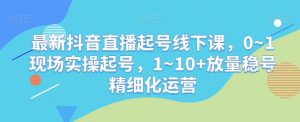 最新抖音直播起号线下课,0~1现场实操起号,1~10+放量稳号精细化运营-水滴知识网