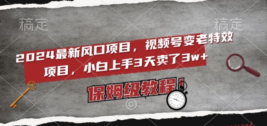 2024最新风口项目,视频号变老特效项目,电脑小白上手3天卖了3w+,保姆级教程【揭秘】-水滴知识网