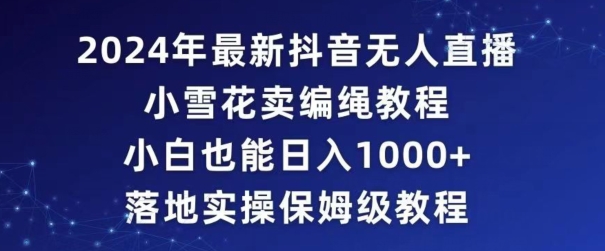 2024年抖音最新无人直播小雪花卖编绳项目,小白也能日入1000+落地实操保姆级教程【揭秘】-水滴知识网