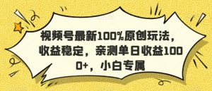 视频号最新100%原创玩法，收益稳定，亲测单日收益1000+，小白专属【揭秘】-水滴知识网