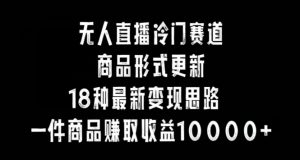 无人直播冷门赛道,商品形式更新,18种变现思路,一件商品赚取收益10000+【揭秘】-水滴知识网