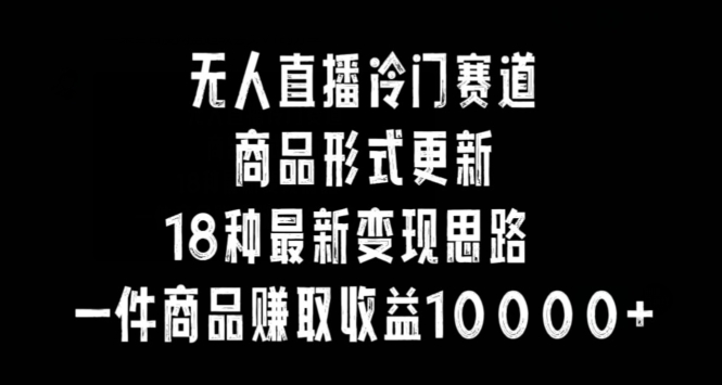 无人直播冷门赛道,商品形式更新,18种变现思路,一件商品赚取收益10000+【揭秘】-水滴知识网