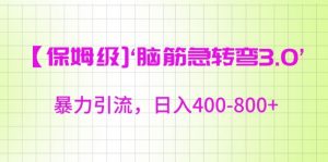 保姆级脑筋急转弯3.0，暴力引流，日入400-800+【揭秘】-水滴知识网