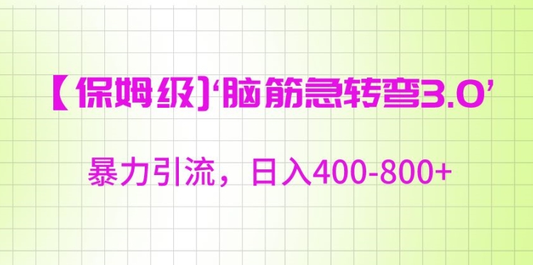 保姆级脑筋急转弯3.0,暴力引流,日入400-800+【揭秘】-水滴知识网