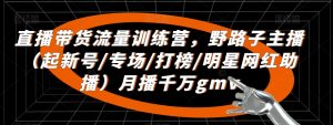 直播带货流量训练营,野路子主播(起新号/专场/打榜/明星网红助播)月播千万gmv-水滴知识网