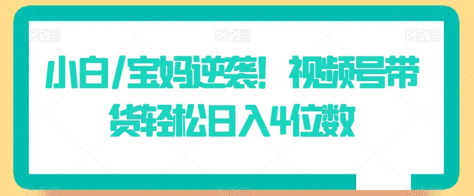 小白/宝妈逆袭!视频号带货轻松日入4位数【揭秘】-水滴知识网