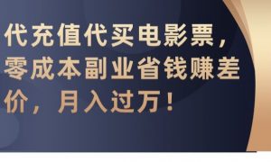 代充值代买电影票，零成本副业省钱赚差价，月入过万【揭秘】-水滴知识网