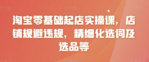 淘宝零基础起店实操课，店铺规避违规，精细化选词及选品等-水滴知识网