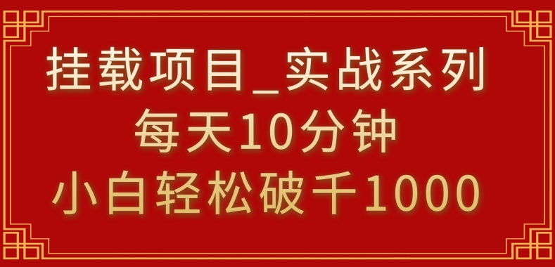挂载项目,小白轻松破1000,每天10分钟,实战系列保姆级教程【揭秘】-水滴知识网