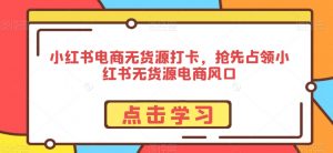 小红书电商无货源打卡,抢先占领小红书无货源电商风口-水滴知识网