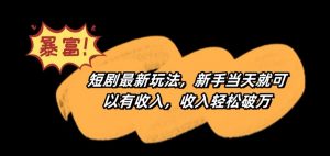 短剧最新玩法，新手当天就可以有收入，收入轻松破万【揭秘】-水滴知识网