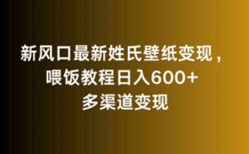 新风口最新姓氏壁纸变现,喂饭教程日入600+【揭秘】-水滴知识网