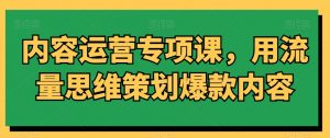 内容运营专项课,用流量思维策划爆款内容-水滴知识网
