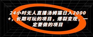 24小时无人直播汤姆猫日入2000+，长期可玩的项目，爆裂变现，一定要做的项目【揭秘】-水滴知识网