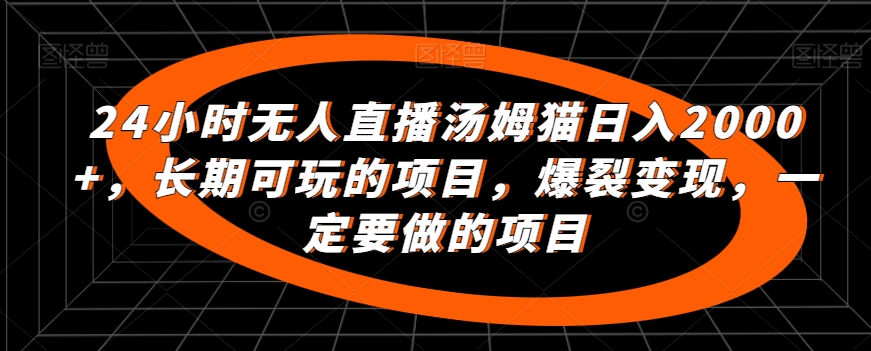 24小时无人直播汤姆猫日入2000+,长期可玩的项目,爆裂变现,一定要做的项目【揭秘】-水滴知识网