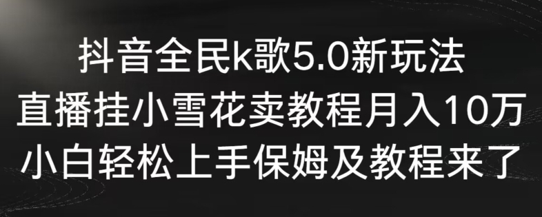 抖音全民k歌5.0新玩法,直播挂小雪花卖教程月入10万,小白轻松上手,保姆及教程来了【揭秘】-水滴知识网
