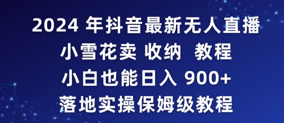 2024年抖音最新无人直播小雪花卖收纳教程，小白也能日入900+落地实操保姆级教程【揭秘】-水滴知识网
