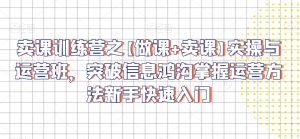 卖课训练营之【做课+卖课】实操与运营班，突破信息鸿沟掌握运营方法新手快速入门-水滴知识网