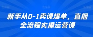 新手从0-1卖课爆单,直播全流程实操运营课-水滴知识网