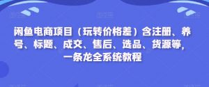 闲鱼电商项目(玩转价格差)含注册、养号、标题、成交、售后、选品、货源等,一条龙全系统教程-水滴知识网