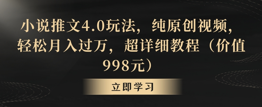 小说推文4.0玩法，纯原创视频，轻松月入过万，超详细教程（价值998元）【揭秘】-水滴知识网