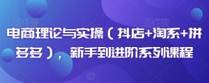 电商理论与实操(抖店+淘系+拼多多),新手到进阶系列课程-水滴知识网